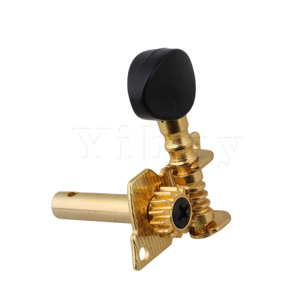 

Yibuy Gold-plated 2R2L Tuning Peg Machine Head TUNERS for UKULELE Concave Button