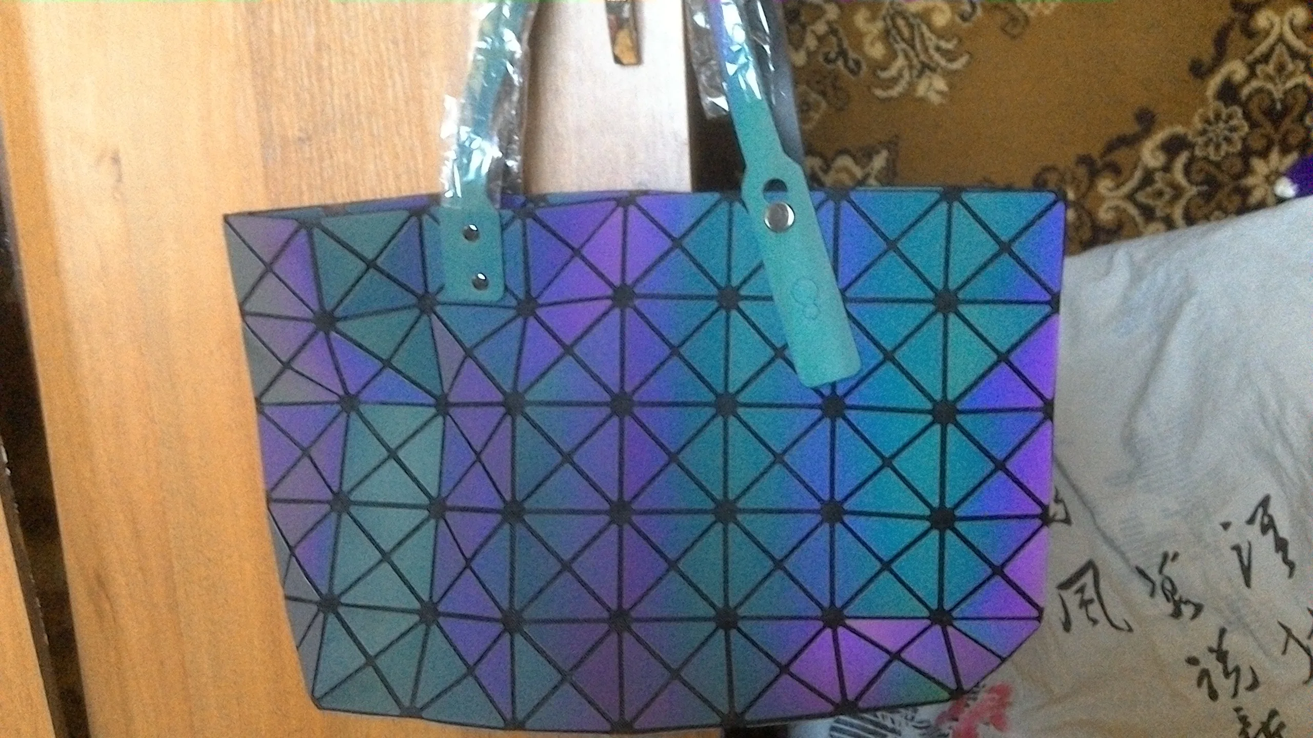 Luminous sac bao Bag Diamond Tote Geometric Quilted Shoulder Bags Laser Plain Folding Handbags bolso photo review