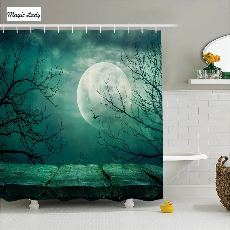 Shower Curtains Custom Bathroom Accessories Scary Dark Night Rustic