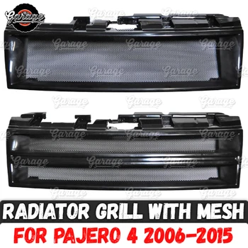

Radiator grille with mesh for Mitsubishi Pajero 4 2006-2015 ABS plastic accessories protective body kit car styling tuning