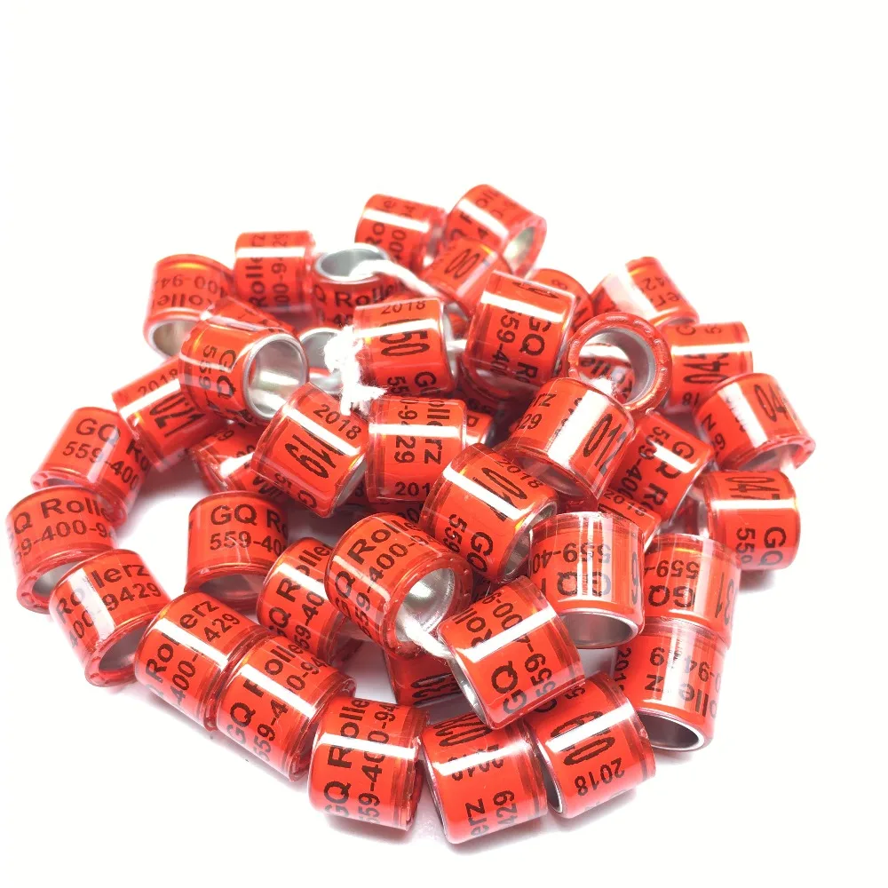 100pcs/set 8mm plastic with silver aluminum core rings pigeon bands