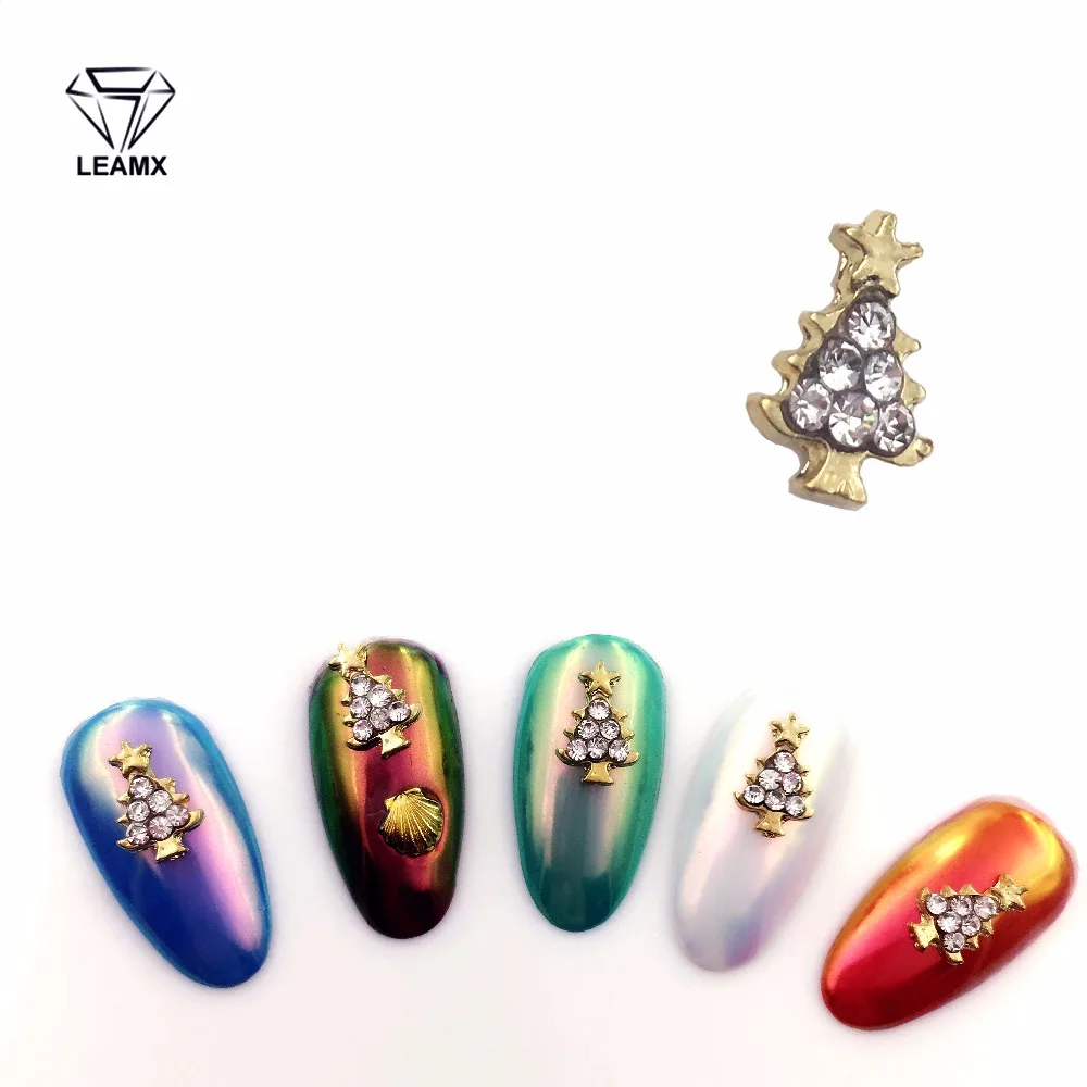 

LEAMX 2018 New Christmas tree Rhinestones For Nails Design New Year Decoration 3D Christmas Nail Art Decorations Accessoire