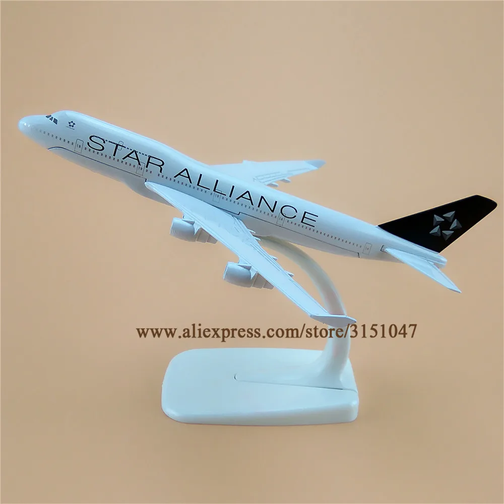 16 см воздушный Star Alliance B747 Boeing 747-400 дыхательные пути авиакомпаний металлический