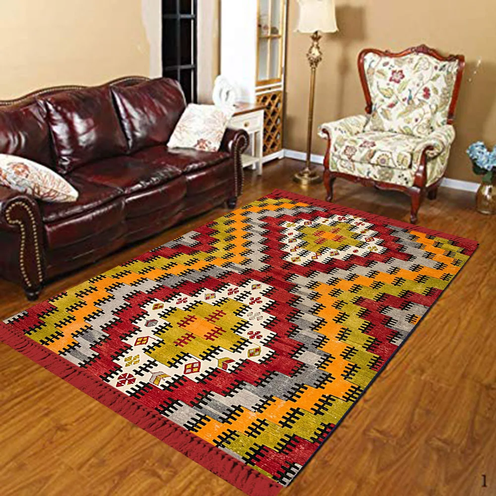 Else Nordec черно-белый ikat скандинавский геометрический 3d принт Противоскользящий килим моющийся декоративный килим Площадь Ковер богемный ковер