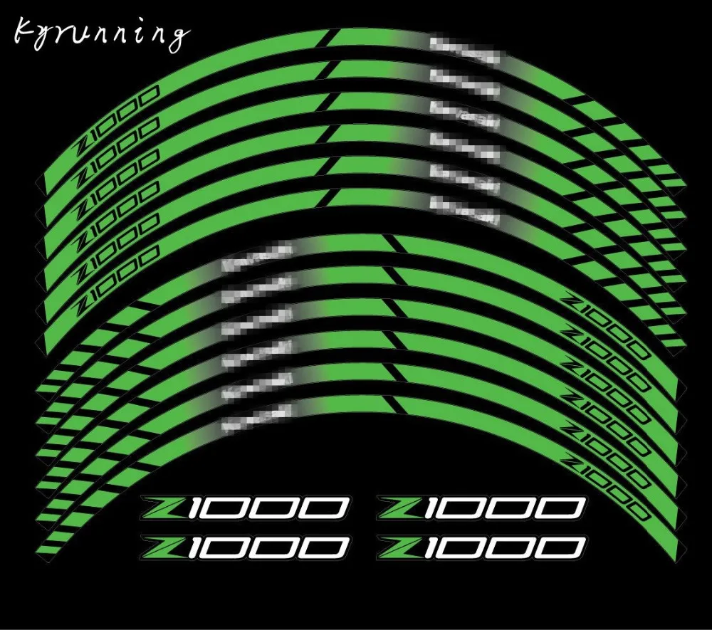 Kyrunning 3 цвета Fit Kawasaki Z1000 общего назначения колеса мотоцикла таблички светоотражающие наклейки обода в полоску Z мотоцикл Z1000