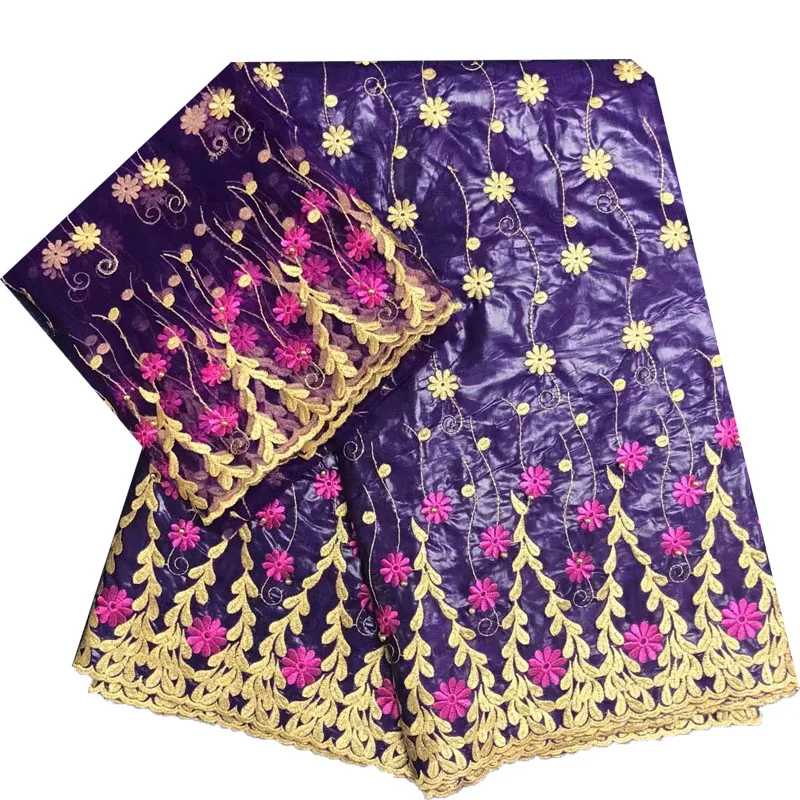 

Purple Nigeria Embroidery 7 Yards High Quality Nigerian Lace Fabric 2018 Latest African Getzner Bazin Fabric L89-5