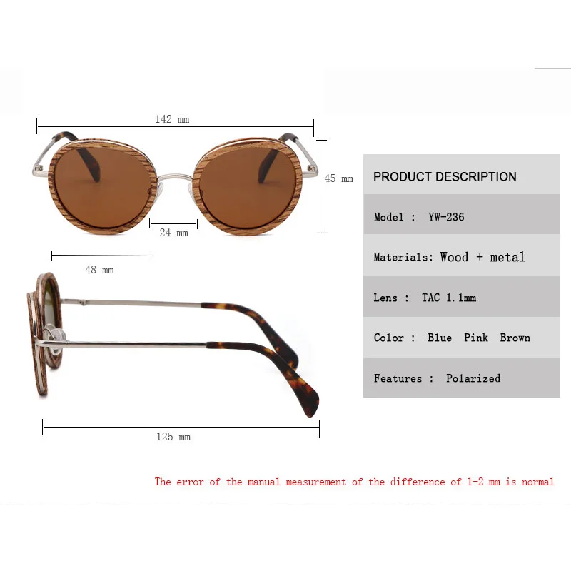 Новые солнечные очки с поляризованной древесиной круглые бамбуковые очки Модные женские солнцезащитные очки мужские UV400 очки деревянная Подарочная коробка Gafas de sol