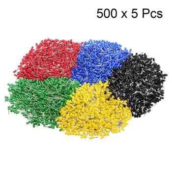

Uxcell 500x5 Pcs VE0508 Insulated Cord Pin End Wire Connector AWG22 Electrical Crimp Terminal Blue,Red,Yellow,Green,Black