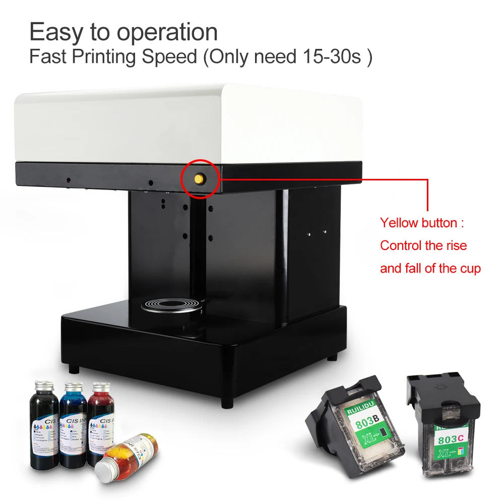 Селфи кофе принтер одна чашка еда струйный принтер DIY Художественный принтер для торта капучино печенья Цветочная печатная машина Бесплатные чернила