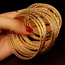 10 шт./лот новые модные желтые Gold Filled Bling Fine Cut тонкий золотой браслет диаметром 65 м браслеты для Для женщин ювелирные изделия подарок Дубай комплекты