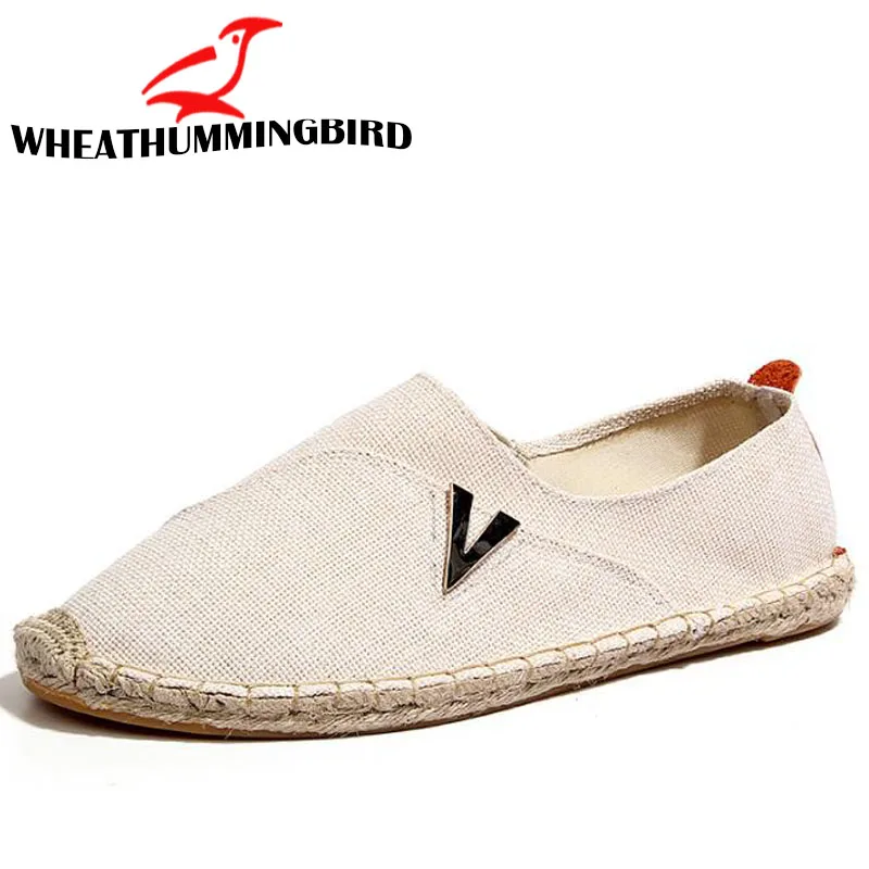 

New Summer Embroider Espadrilles Canvas Men Loafers Shoes Breathable Men's Casual Shoes Linen Fisherman Flat Shoes LA-15