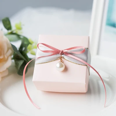 Квадратный юбилейный контейнер для шоколада, подарочная упаковка на день рождения, персонализированные коробки для свадебных подарков, Подарочная коробка на заказ - Цвет: Pink A