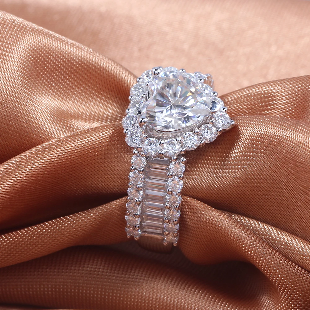 Buy Genuine 14K 585 White Gold 2CT Heart Shape F Color