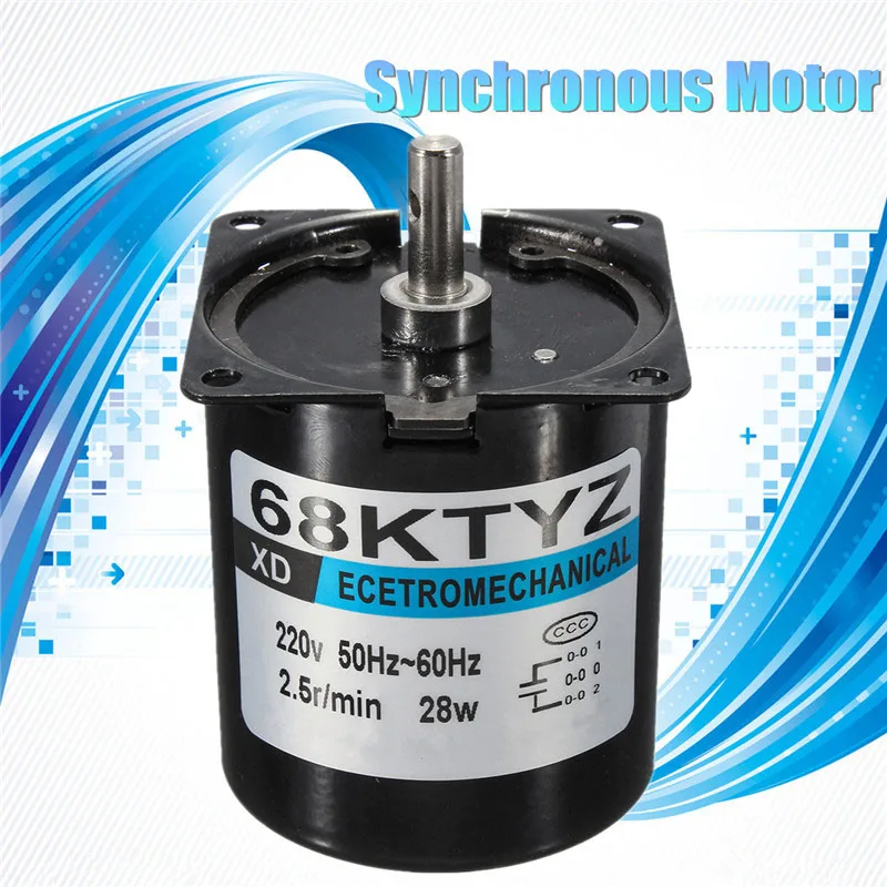 

2018 New 68KTYZ Micro Gear Motor AC 220V 28W 2.5r/min Large Torque Permanent Magnet Synchronous Gear Motor