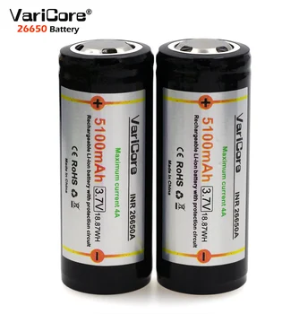 

VariCore 3PCS 26650 3.7V Lithium Battery 26650 4A High current discharge Protective Board Battery for Highlight Flashlight
