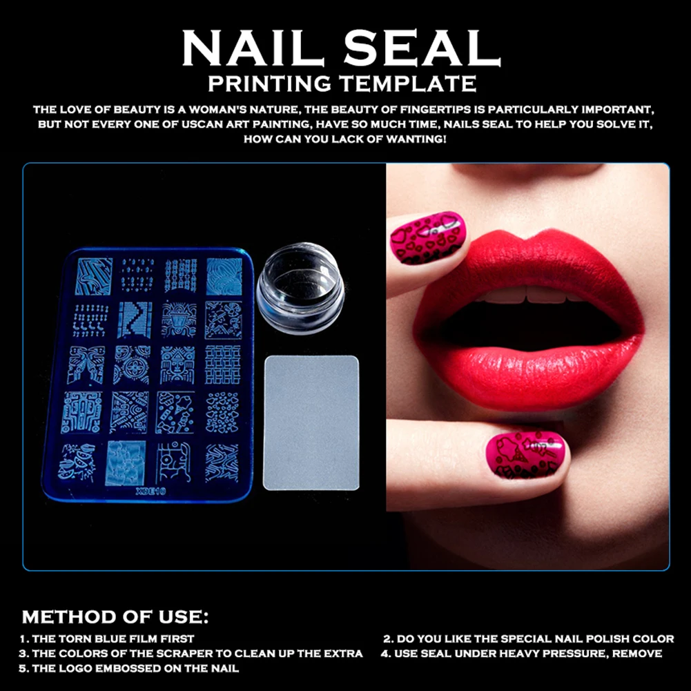 Nail Art Stamping Tool Set DIY Kit Image Plate Stamp Template + Stamper