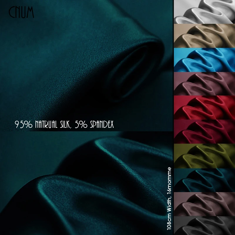 

CNUM SP10816-2 Silk Stretch Fabric/ Pure Color,46-90/ Elastic/ W:1.18yd T:16m/m /Unit:Meter