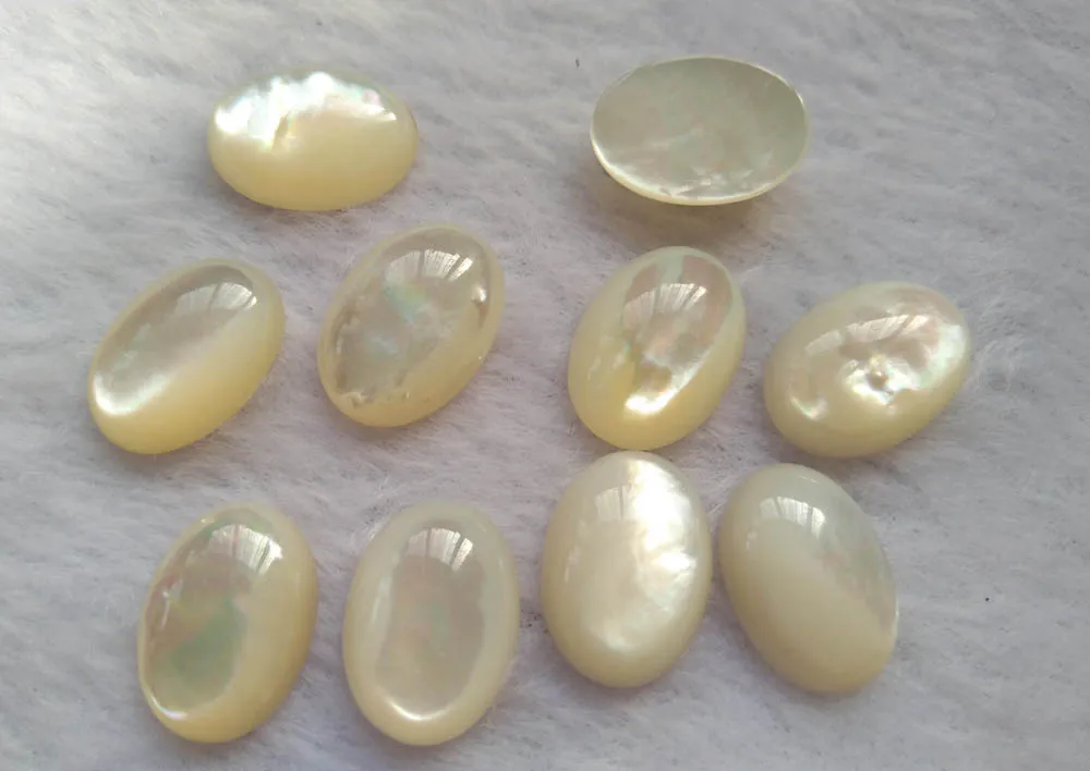 

10pcs Natural Mother Of Pearl Shell jewelry Cabochon oval egg Beads 12x16mm