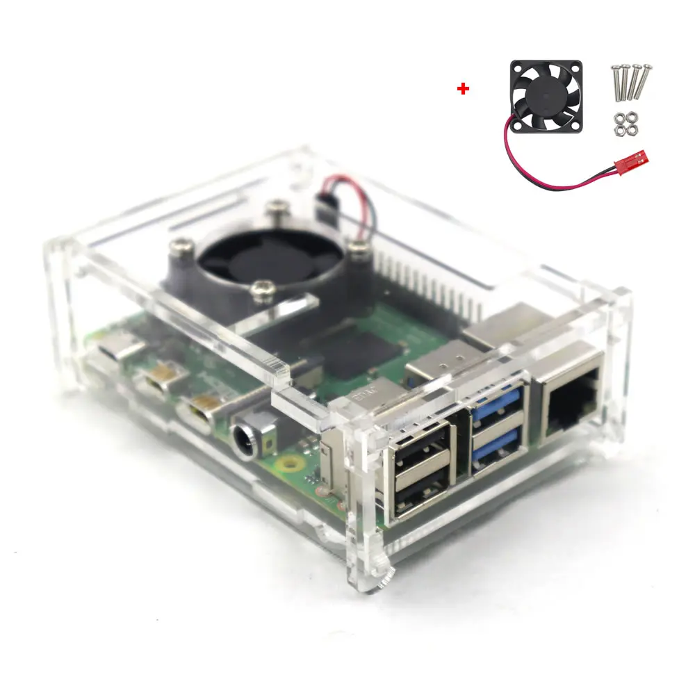 

Clear Acrylic Case Enclosure Box with Cooling Fan for Raspberry Pi 4 Model B