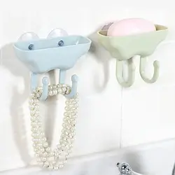 ИБО Присоски двойной слив стойку ящик для хранения съемный крюк стойку ванная комната настенный пластиковый держатель мыла простая