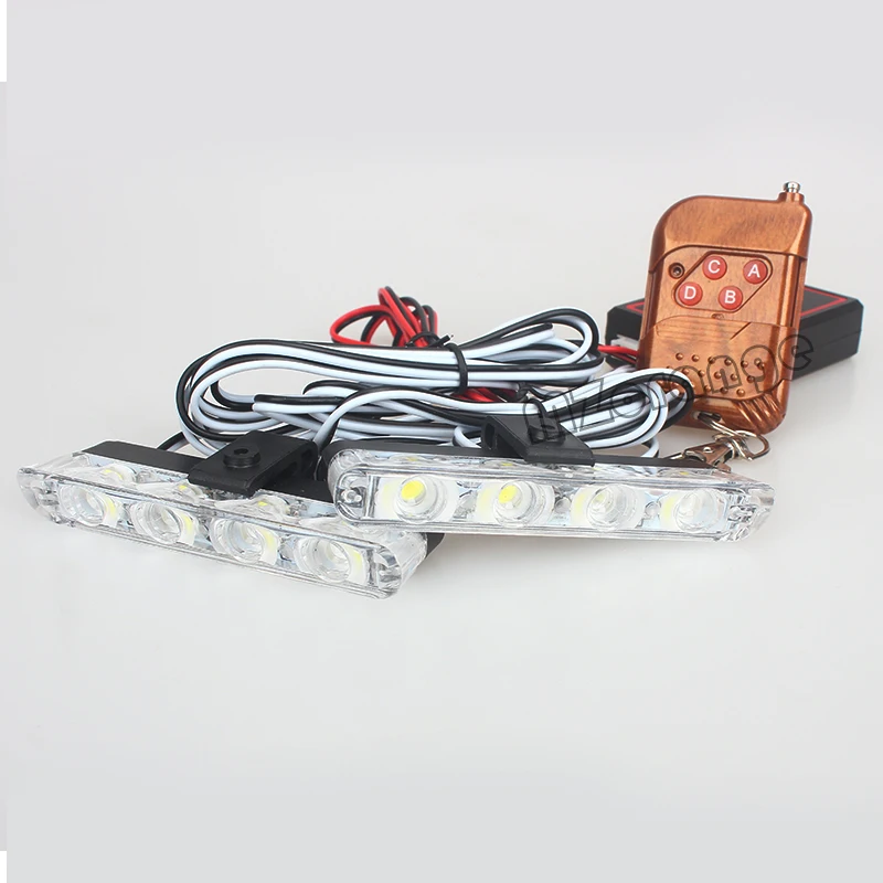 

4 LED Automobiles 12V Strobe Warning Police Light Car Truck Flashing Wireless Ambulance Emergency Flasher DRL Day Running Light