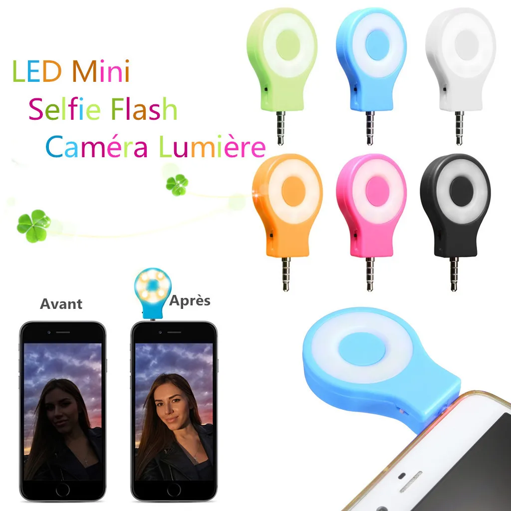 

Mini 3.5mm Jack Smart Selfie LED Camera Flash Light For IOS Android for Phone 3 Degree Brightness USB Charging Emergency Light
