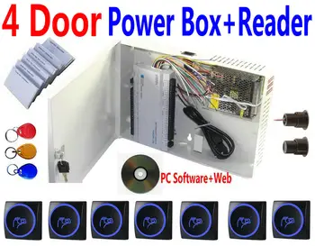 

2018 New Firmware 4 Door/8 Readers Web+TCP/IP Access controller+PSU All-in-one Power +8 RF ID Card reader+PC Software+Web Inter