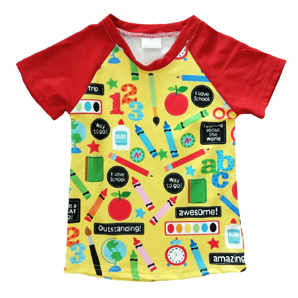 

2019 new design shorts sleeves pure cotton lovely print boy clothing top