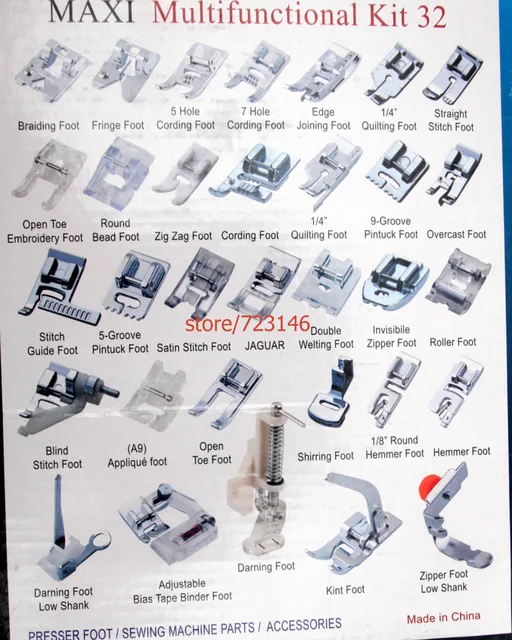 Multifunctional kit 32pcs resser Foot Feet Domestic Sewing Machine Part Accessories for Brother