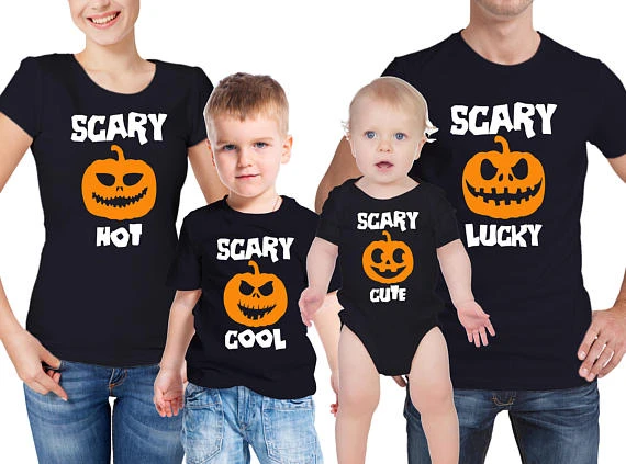  Scary Pumpkin Face Matching Family Halloween T-Shirt :  Clothing, Shoes & Jewelry