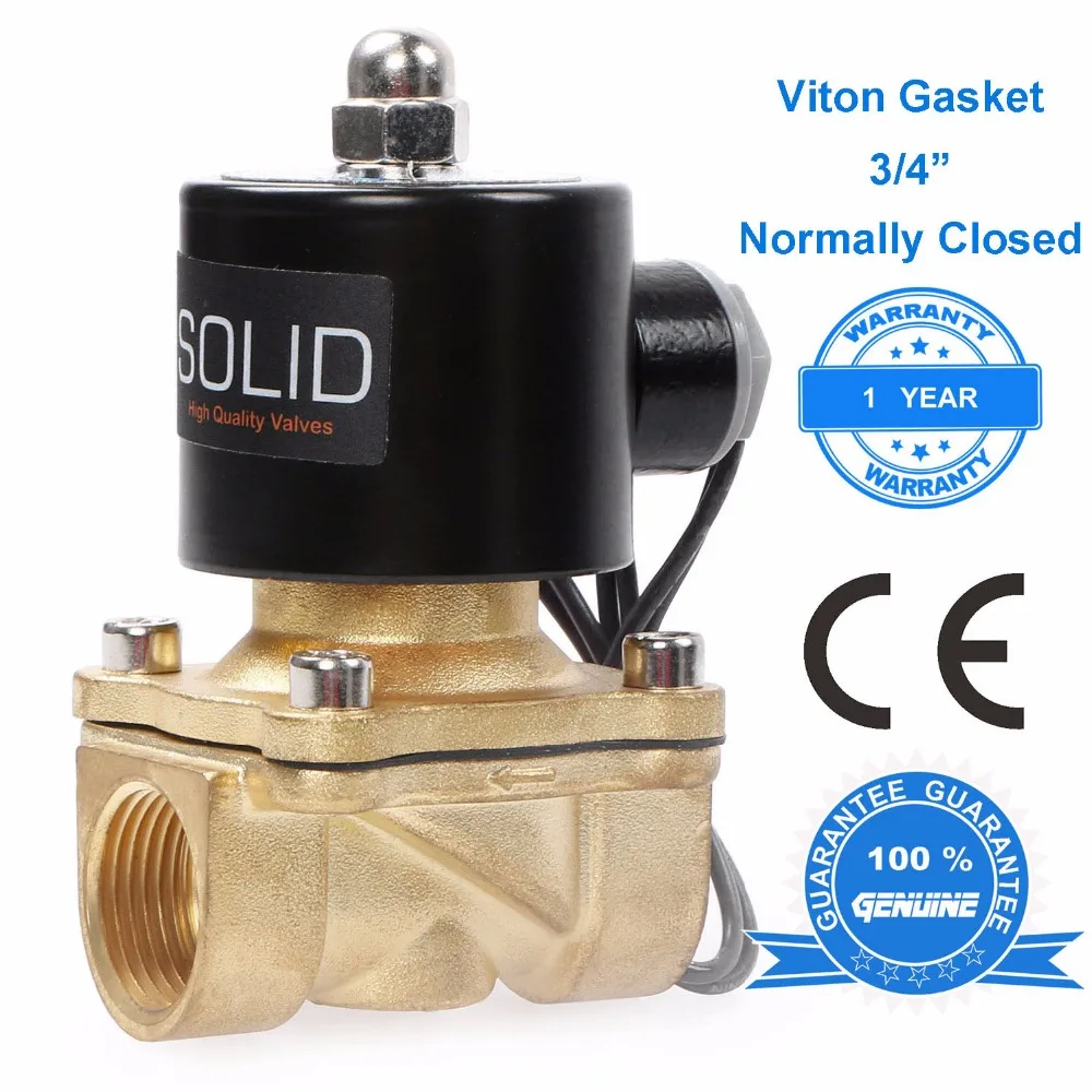 Seal VITON Air,Water,Oil N/C 3/4 NPT 24-VOLT DC Brass Electric Solenoid Valve 