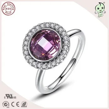 

Hot Sale Good Quality Luxurious 925 Pure Silver Big Pink Stone Finger Ring