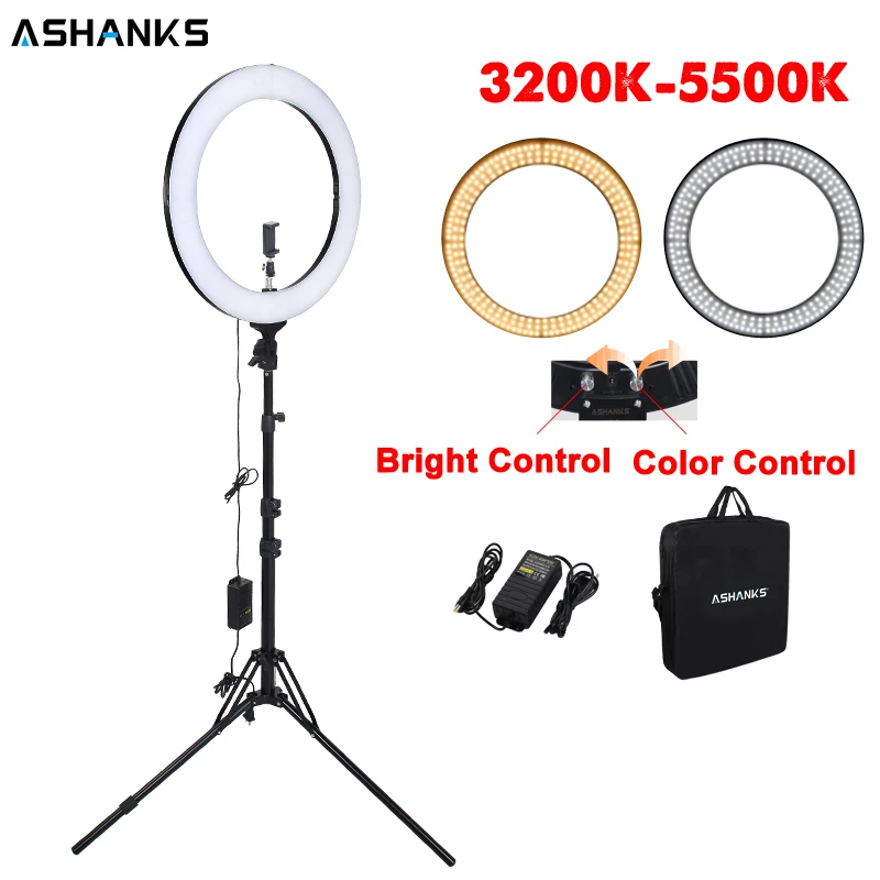  18inch Beauty Ring light with Stand Photography 55W LED Circular Selfie Lamp Bulb with Bag for Phot - 32959997706