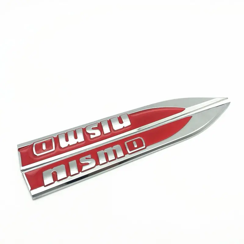 FDIK 2PCS/set nismo logo Emblem Badge Decals Metal Fender Side Car Sticker for Nissan Tiida Teana Skyline Juke X-trail Almera 