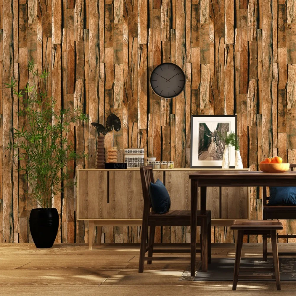 HaokHome винтажные деревянные 3d обои в рулонах коричневые доски панель росписи