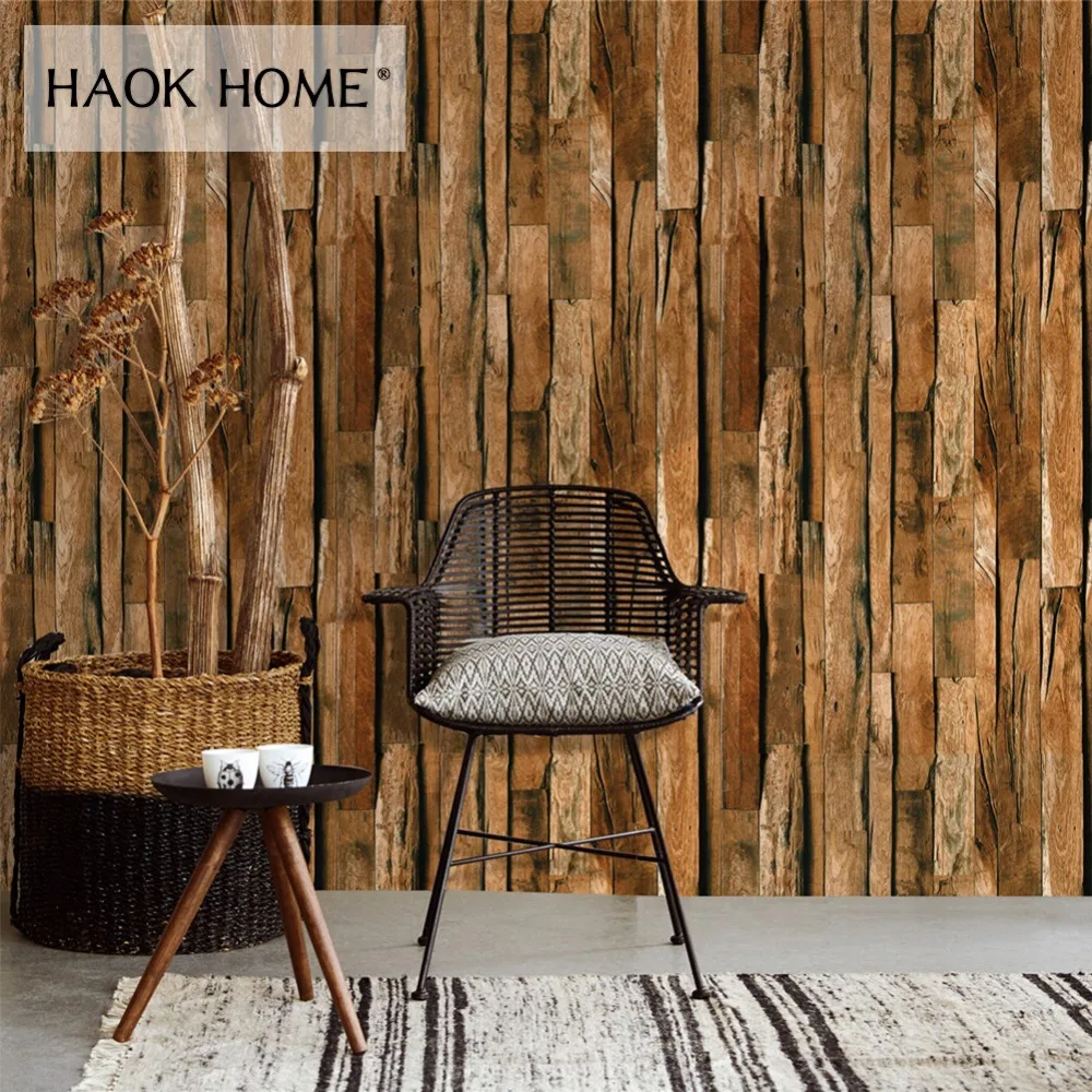 HaokHome винтажные деревянные 3d обои в рулонах коричневые доски панель росписи