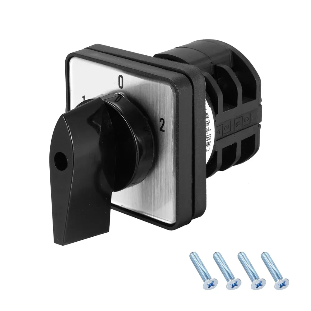 

UXCELL Changeover Switch 3 Position Rotary Selector Cam Switch Panel Mount 8/12/20/32 Terminals Latching Ui 500V Ith 10A Black