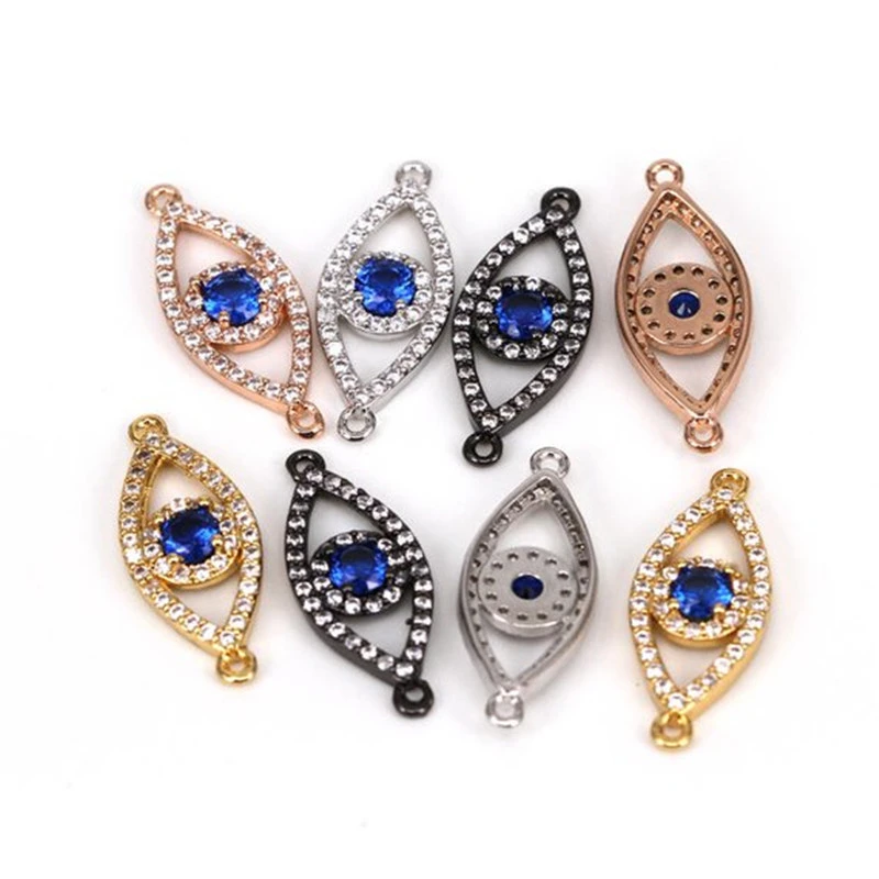 Jewelry Findings HOT 8Pcs 29mm Mixed plated Blue Enamel Star shape Copper Metal CZ Zircon beads connector pendant bracelet necklace