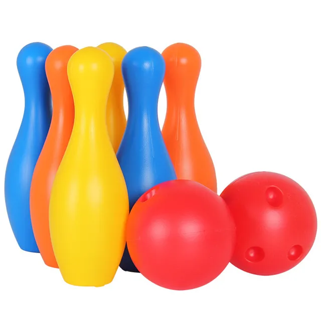 Best Offers Colorful 8 Piece Bowling Set 6 Pins 2 Bowling Balls Children Kids Educational Toy Fun Family Game