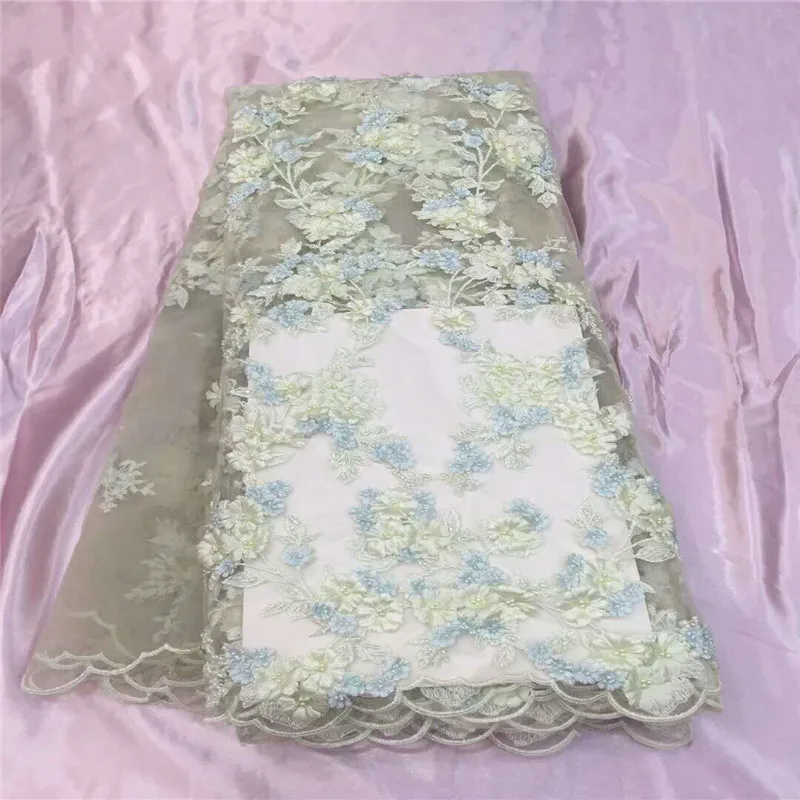 

Beige French Lace Fabric African Sewing Tulle Lace Classic and Unique 3D Embroidery High-end Clothing lace Fabric A906-2