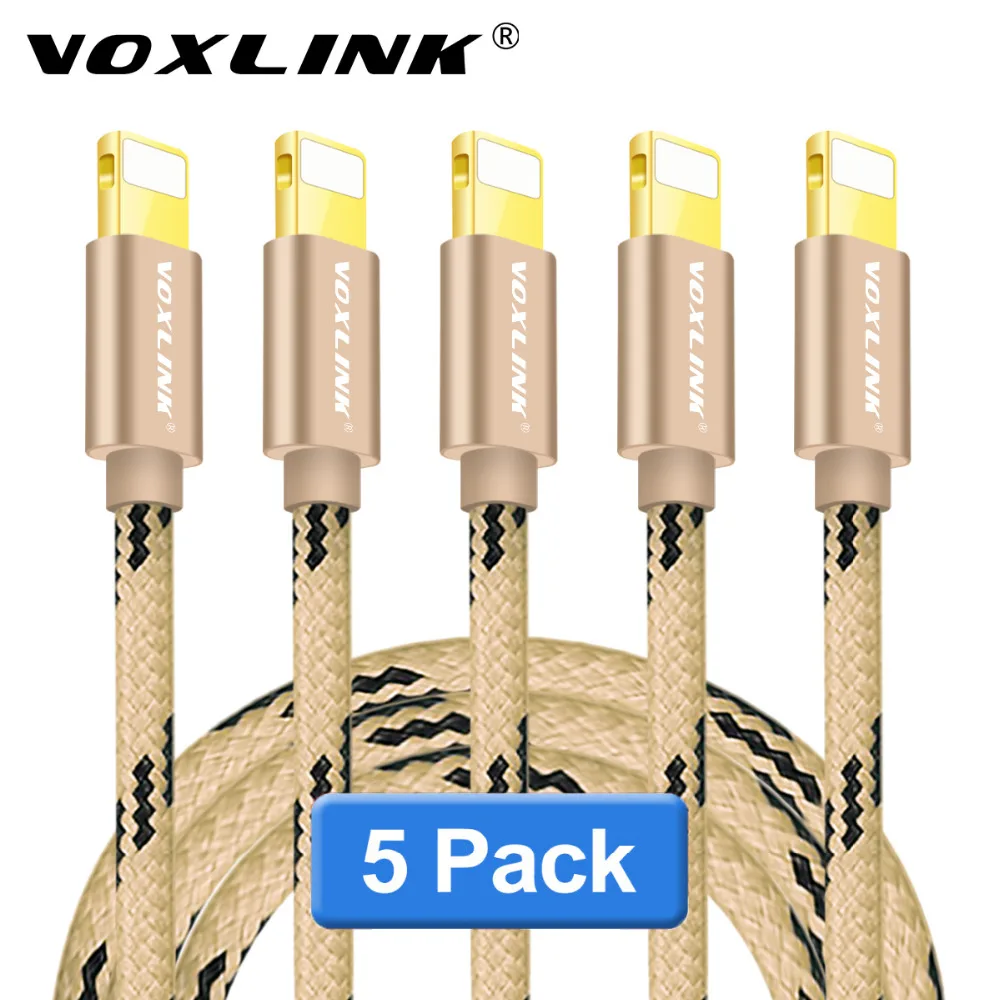 For iPhone 7 Plus Cable,VOXLINK 5 Pack Nylon Braided Sync Data Charger