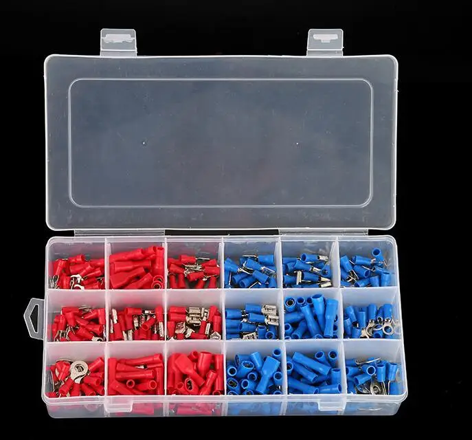 

400 PCS Brass Crimp Connectors Electrical Crimp Cold Pressed Terminals Kit with 18 Sizes Pre Insulated Terminal Set