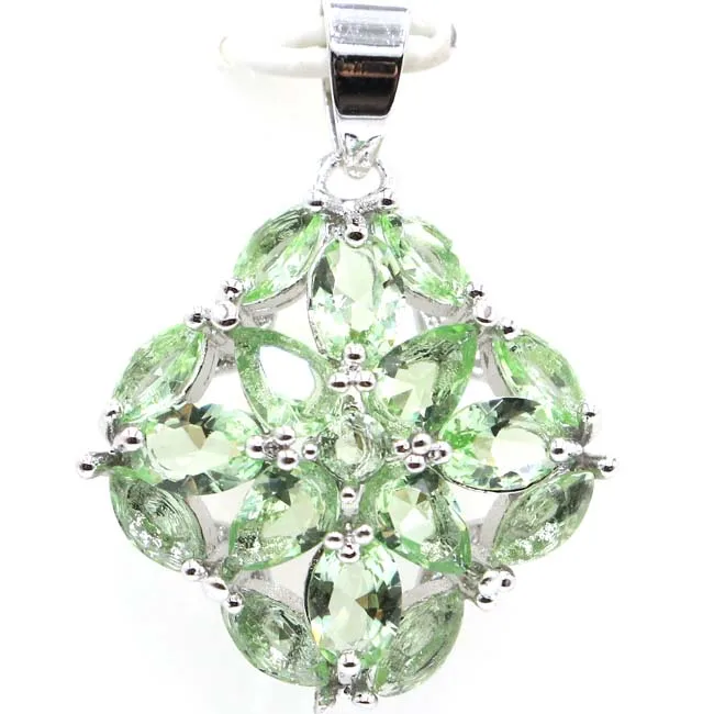 

Gorgeous Green Tsavorite Garnet Woman's SheCrown Silver Earrings 32x23mm