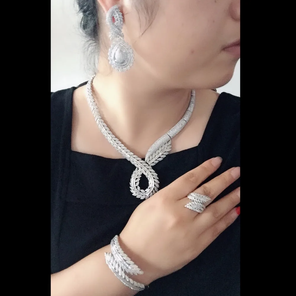 Nankiya стильный скручивающийся в форме листа Дубай Свадебный ювелирный набор модное свадебное ожерелье серьги 4 шт наборы Saudi женские ювелирные изделия NC761