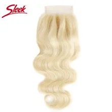 Sleek волосы Remy, блонд, 613 4 цвета X4 закрытием кружева /средний/три части бразильские человеческие волосы волнистые человеческие волосы швейцарская шнуровка