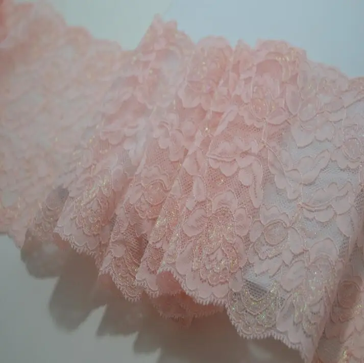 

1 Meter Pink Elastic Lace Trim Sewing Lace Mesh Ribbon Guipure Pink Lace Trimmings Fabric Warp DIY Garment Accessories