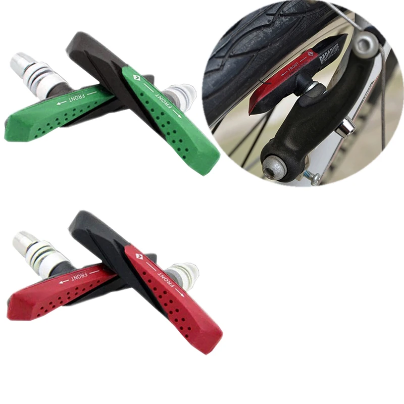 RUNACC 1 Pair Green Red Mountain Road Bike Brake pads Bicycle Brake Blocks Bicycle Brake Pad V 