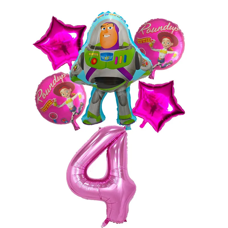 6 шт./компл. игрушка воздушные шары с Баззом лайтером с персонажами из мультфильмов из фольги гелиевый 30 дюймов номер синие шары история с днем рождения воздушные шары - Цвет: Многоцветный