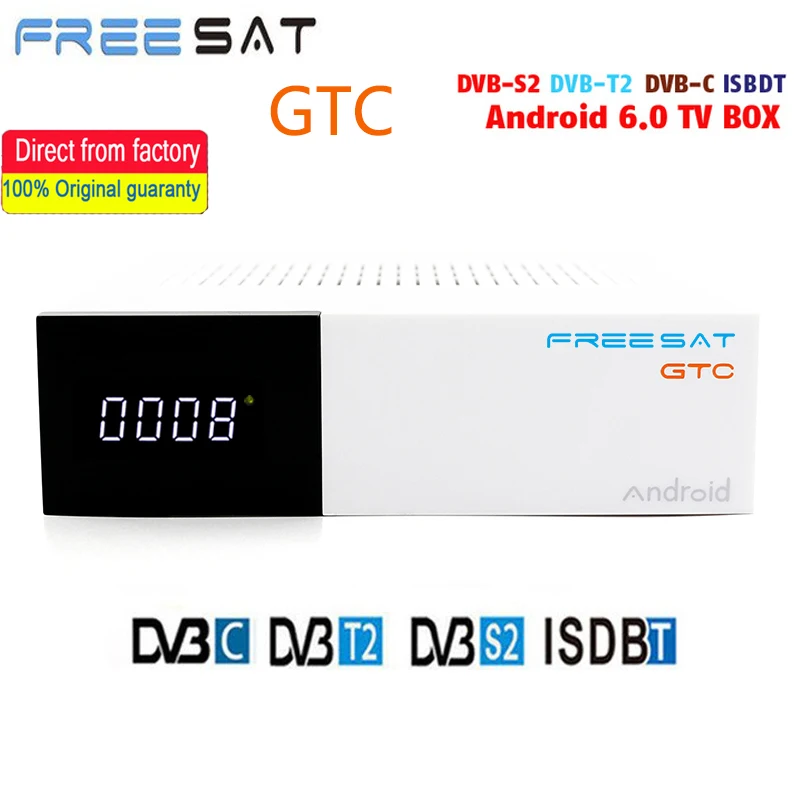 

Freesat GTC decoder DVB-S2 DVB-C DVB-T2 ISDB-T Amlogic S905D android 6.0 TV BOX 2GB 16GB BT4.0 Satellite Receiver Set TV Box