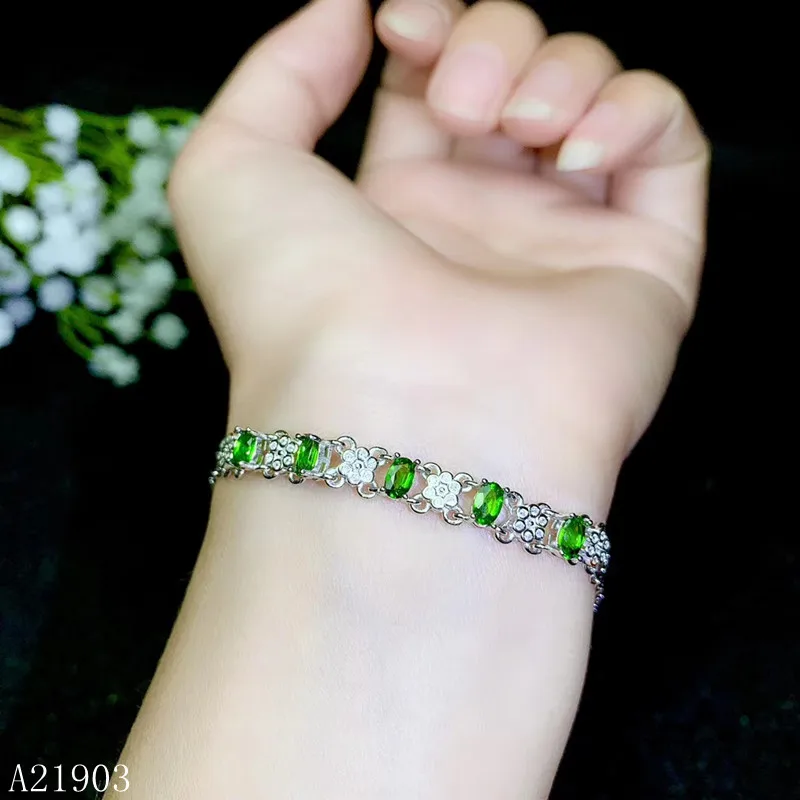 

KJJEAXCMY boutique jewelry 925 sterling silver inlaid natural diopside gemstone female bracelet support detection.